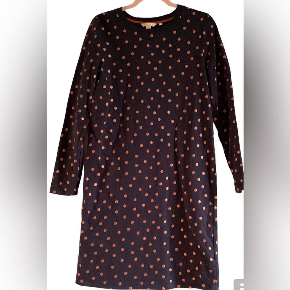 Boden Women’s Navy Cooper Polkadot Sweatshirt Dress Size US 8L UK 12L